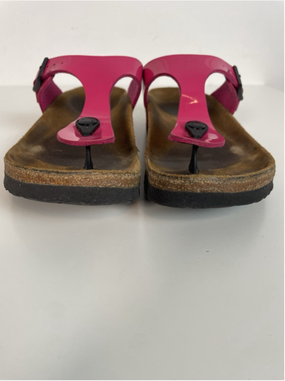 Birkenstock Gizeh Sandals Womens 37 Glossy Patent Pink Leather Fuchsia Tulip - Picture 3 of 12